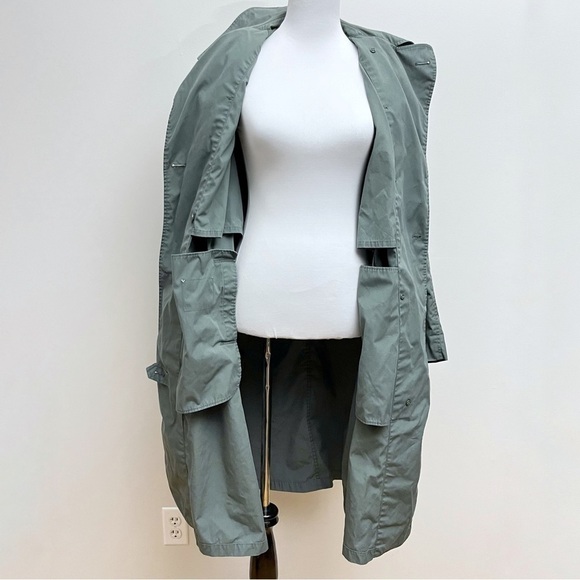 Vintage America Army Green Utility Belted Waist Double Button Trench Coat 42R - Picture 8 of 14